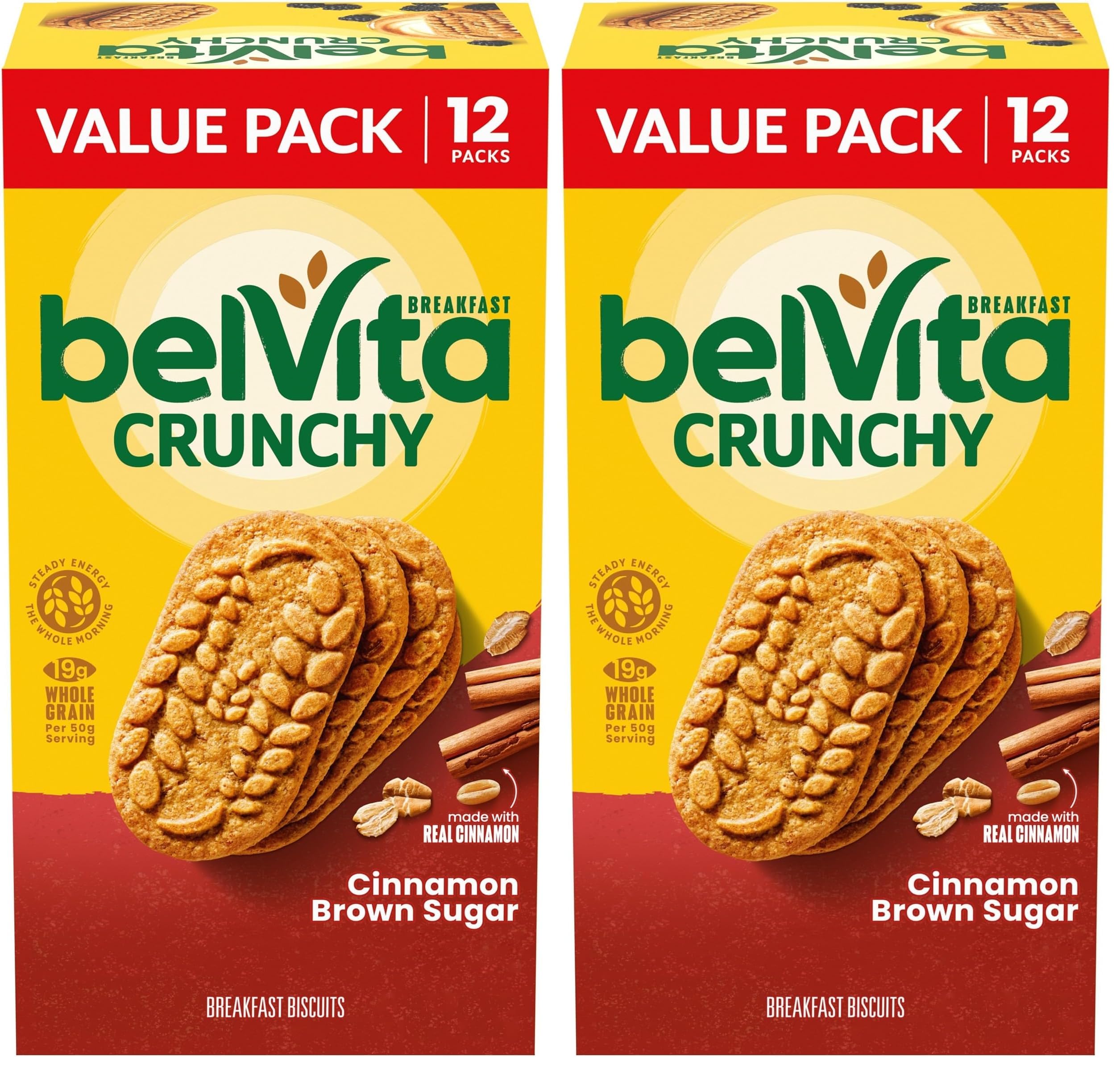 BelvitaCinnamon Brown Sugar Breakfast Biscuits, Value Pack, 24 Packs (4 Biscuits Per Pack)