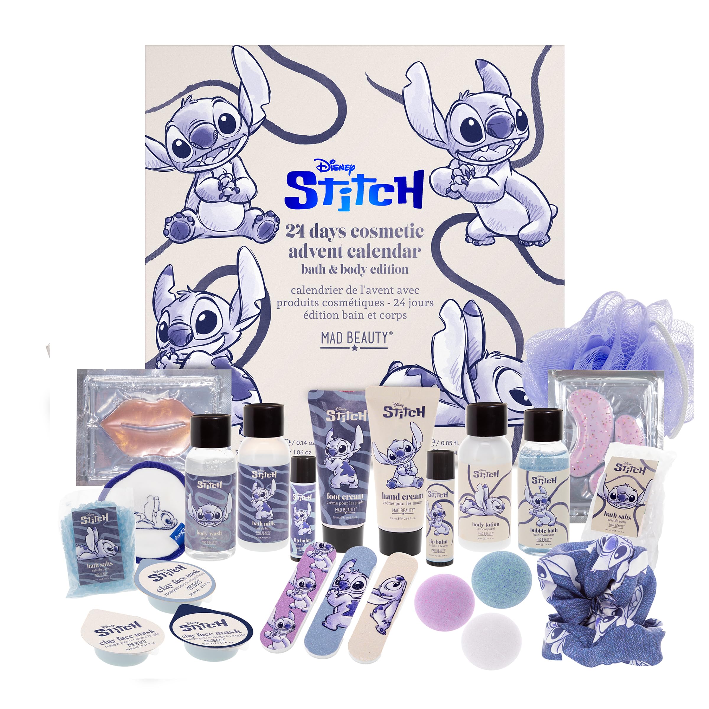 MAD Beauty Calendario Disney STITCH con cosméticos y accesorios diarios 5