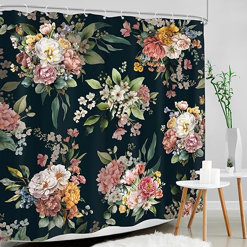 Miniatura 44 de Cortina de ducha con diseño de calavera negra y morado, de 60 pulgadas de ancho x 72 pulgadas de alto, esqueleto gótico gótico, polilla cruzada, C