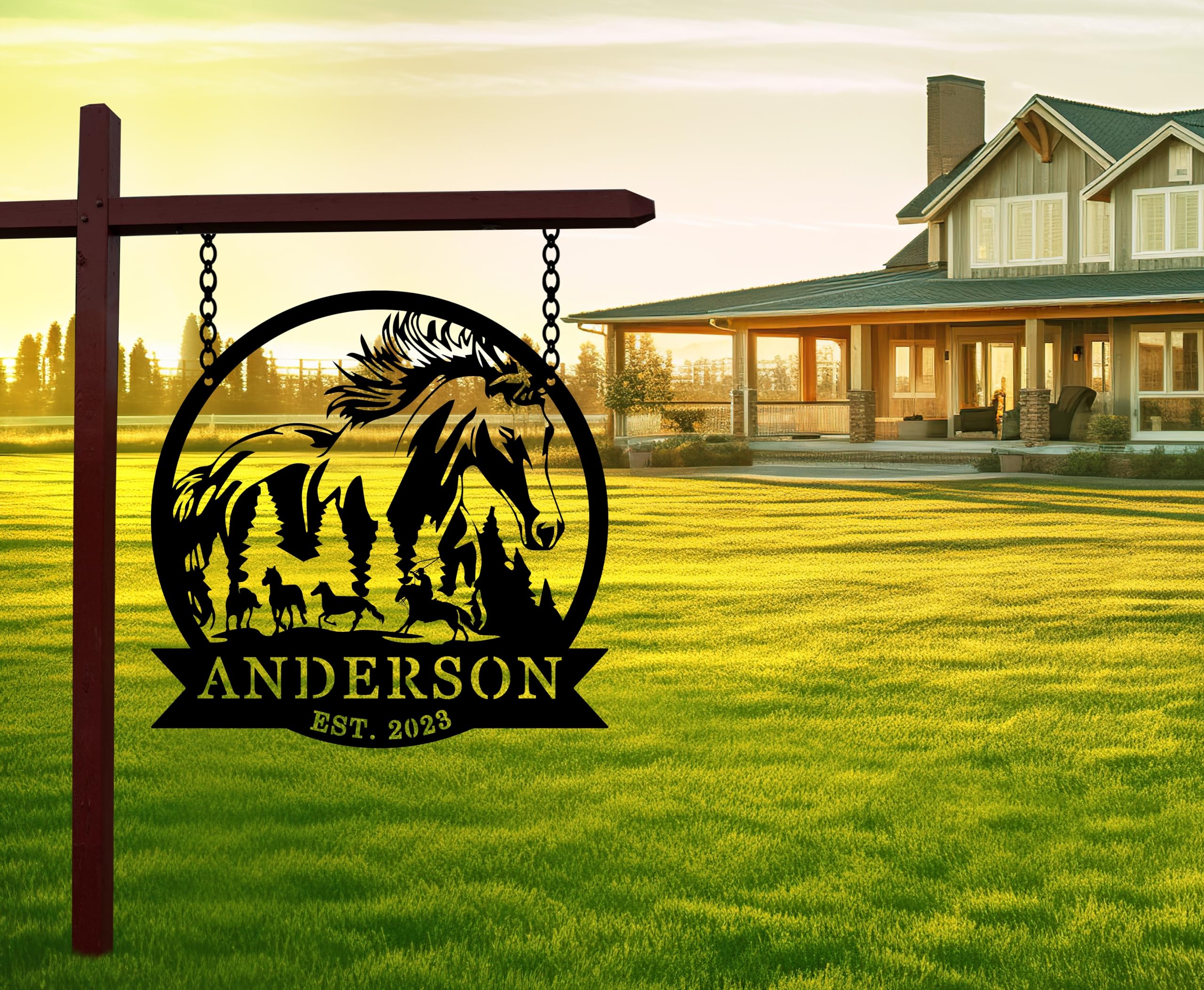 Personalized Ranch Metal Sign, Custom Horse Farm Sign, Horse Stable ...