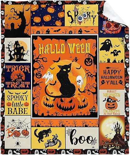 Manta de Halloween de regalo para niñas y niños, manta de regalo para bebé, manta de franela ligera súper acogedora y ligera de calabaza para cama,