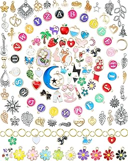 FIVEIZERO 216PCS Bracelet Charms for Jewelry Making – Assorted Gold & Silver Metal Enamel Pendants with Jump Rings for Necklaces, Earrings & DIY Jewelry Crafts(Mixed Color)