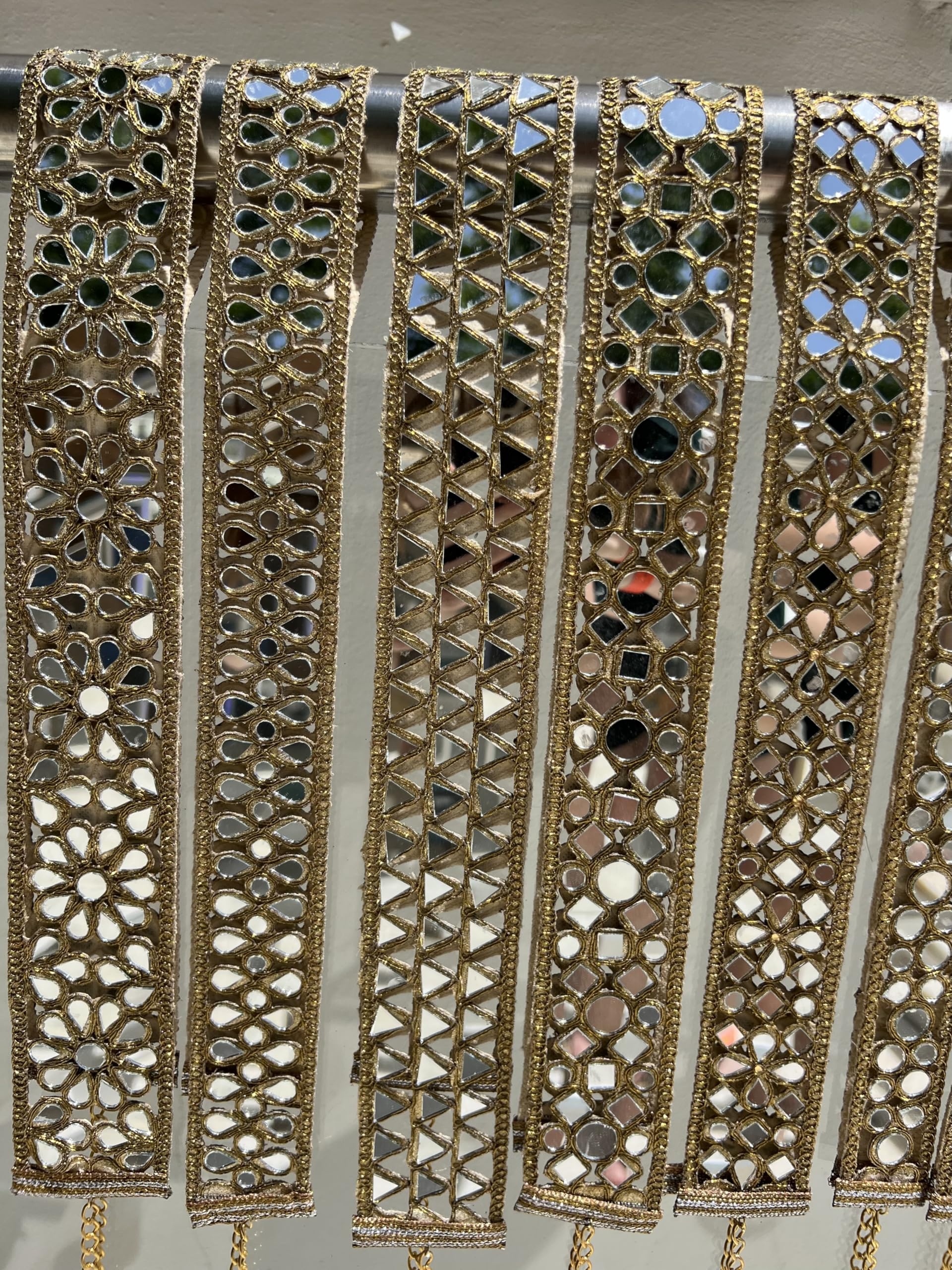 Genérico Cinturón de Espejos Dorado para Mujer, Hecho a Mano, con Cadena Ajustable