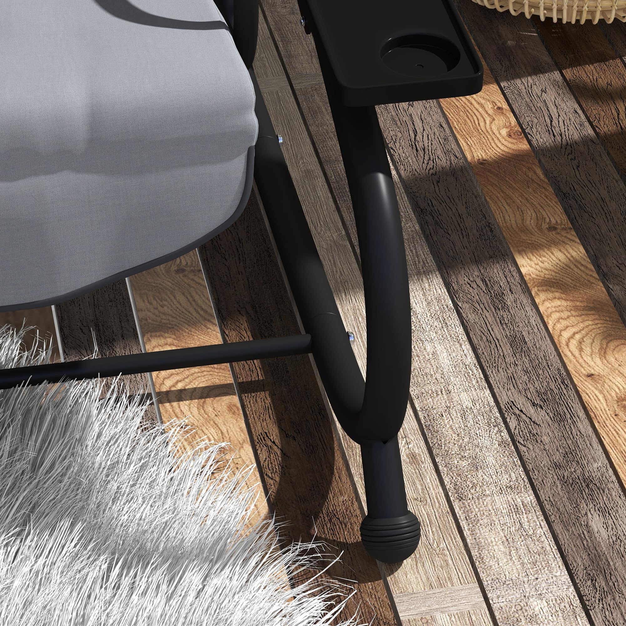 Outsunny Balancelle de Jardin 3 Places Convertible Toit Inclinaison réglable Métal Époxy Noir Polyester Gris foncé