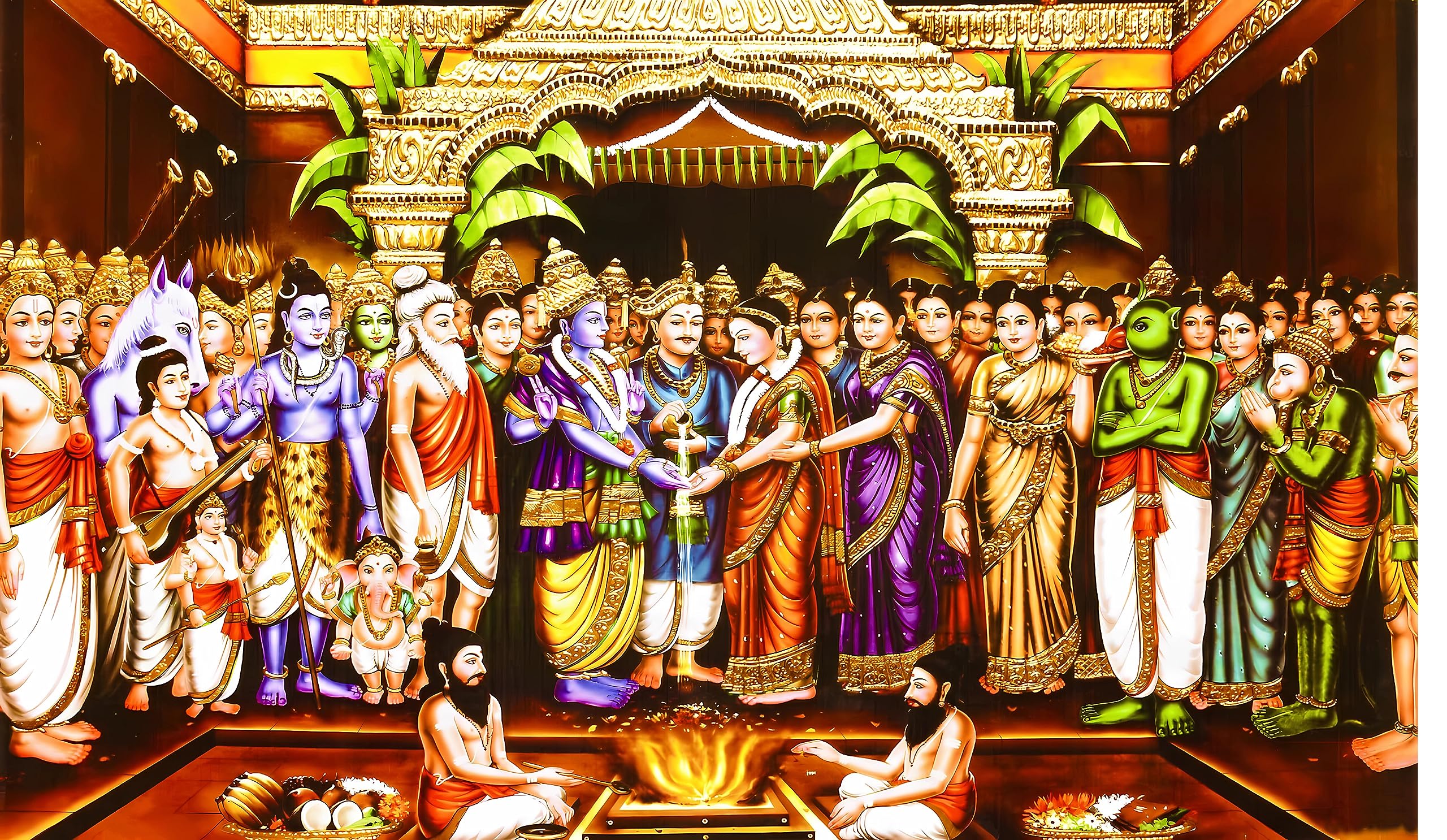 Lord Venkateshwara Wedding (Srinivasa kalyanam) Design for House Hold Functions - Wedding Backdrop Cloth Size 3 Feet Height and 5 Feet Width(3 * 5)-picture-31