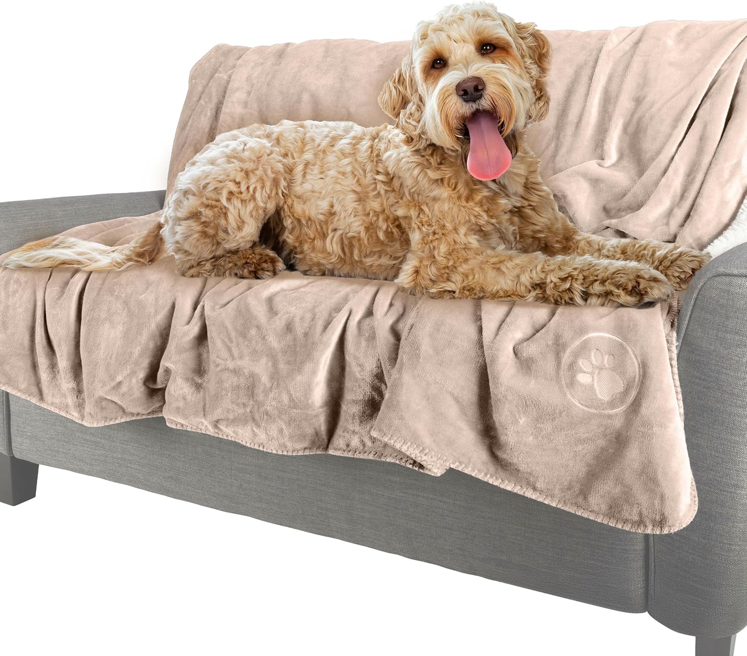 PETMAKER Dog Blanket - 80x100in Reversible Sherpa Blanket - Throw Blankets for Bed, Couch, Crate, or Car - Machine Washable Puppy Essentials (Tan)