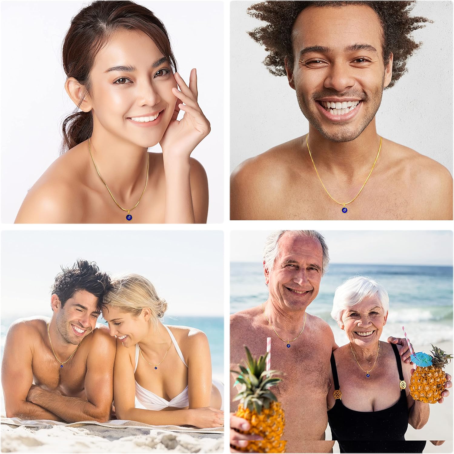 14K Gold Filled Box Chain Necklace 20 Inches Long with 10 MM Blue Glass Evil Eye Protection Charm for Women - 14K Gold Filled Jewelry Made in Italy - Image 6