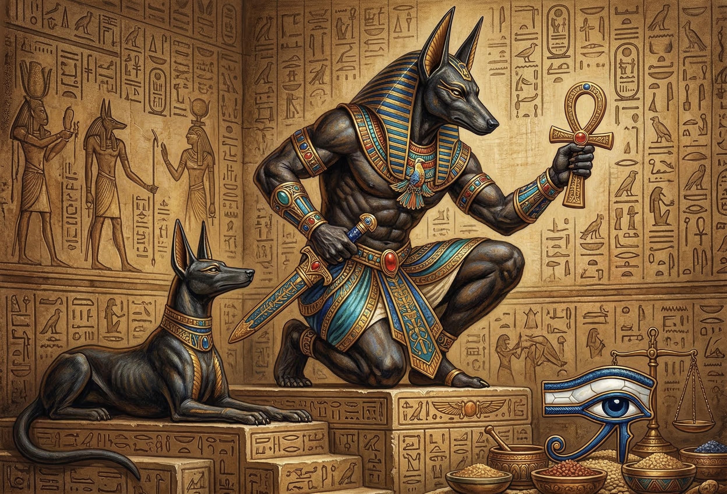 Egypt God Anubis Jigsaw Puzzle 1000 Pieces, Relaxing Family Game Gift
