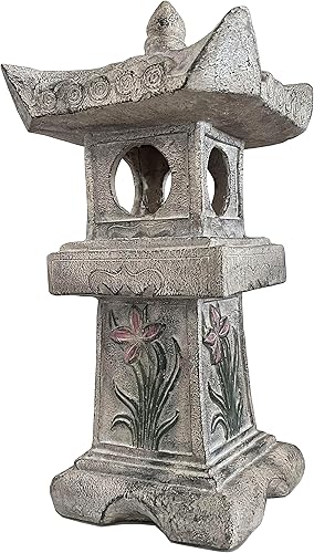 Miniatura 3 de Estatua de la pagoda de orquídea asiática de 23.6 pulgadas de alto, luz LED solar, torre en miniatura, farol de decoración de jardín, figuritas de