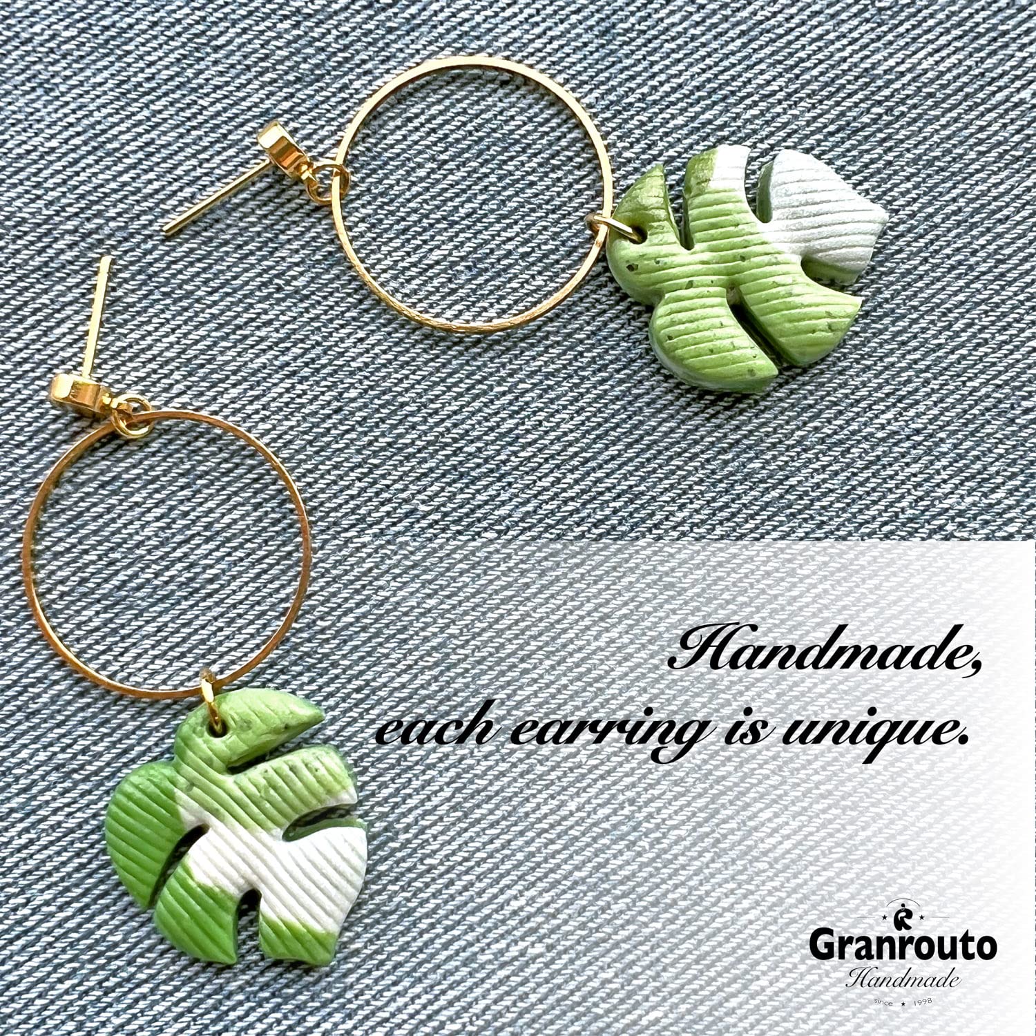 Orecchini Monstera Donna Argento 925 Orecchini Cerchio Handmade Originale Pendenti Gioielli per Ragazza Anallergici Ideale Regalo per Donna Bambina
