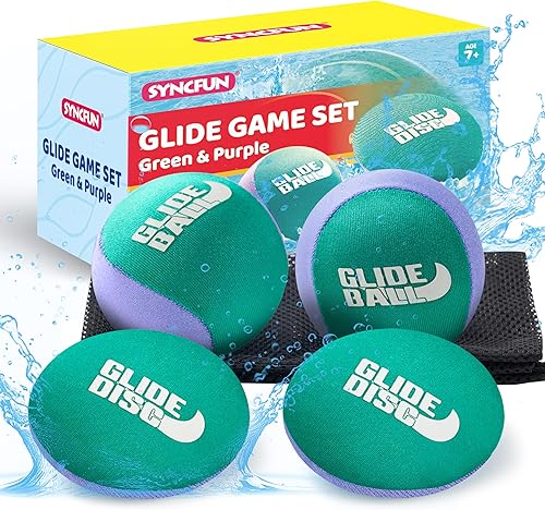 Miniatura 9 de SYNCFUN 4 Pcs Skip Water Balls,Splash Water Bouncing Balls with Mesh Bag, Beach Toys for Kids, Pool Toys for Friends and Family, Fly Swimming Game