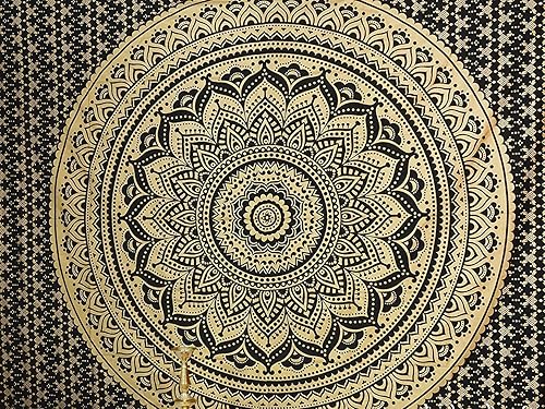 Vista 11 de Popular Handicrafts Tapestry Wall Hanging Hippie Ombre Mandala Bohemian HippyMetallic Shine Intricate Indian Tapestries Bedspread 84 x 90 Inches