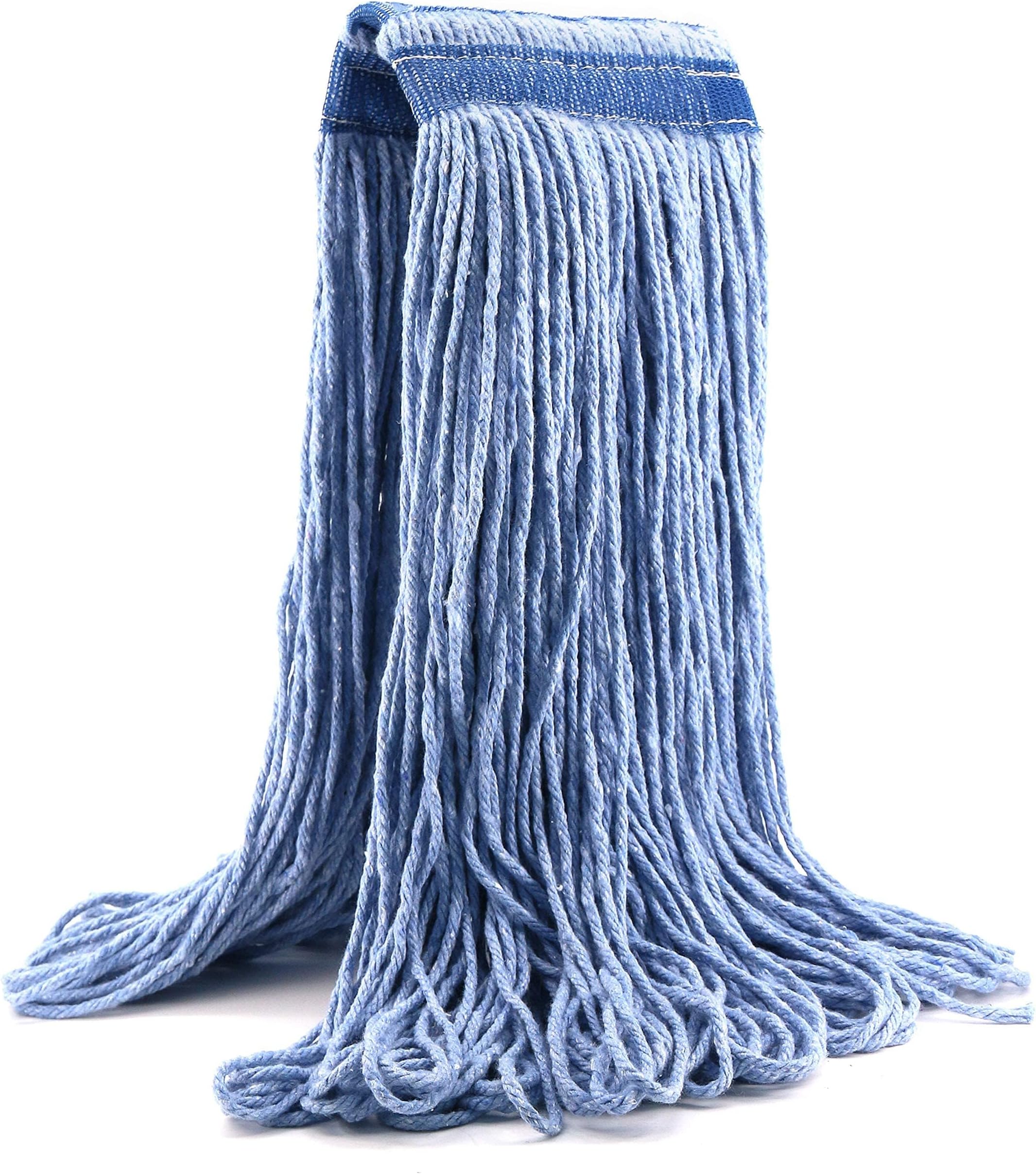 24 oz Loop-End Cotton Mop Head, Heavy Duty Mop Refill with 6 Inch Headband, Replacement Head for Home, Industrial & Commercial Use (Blue)