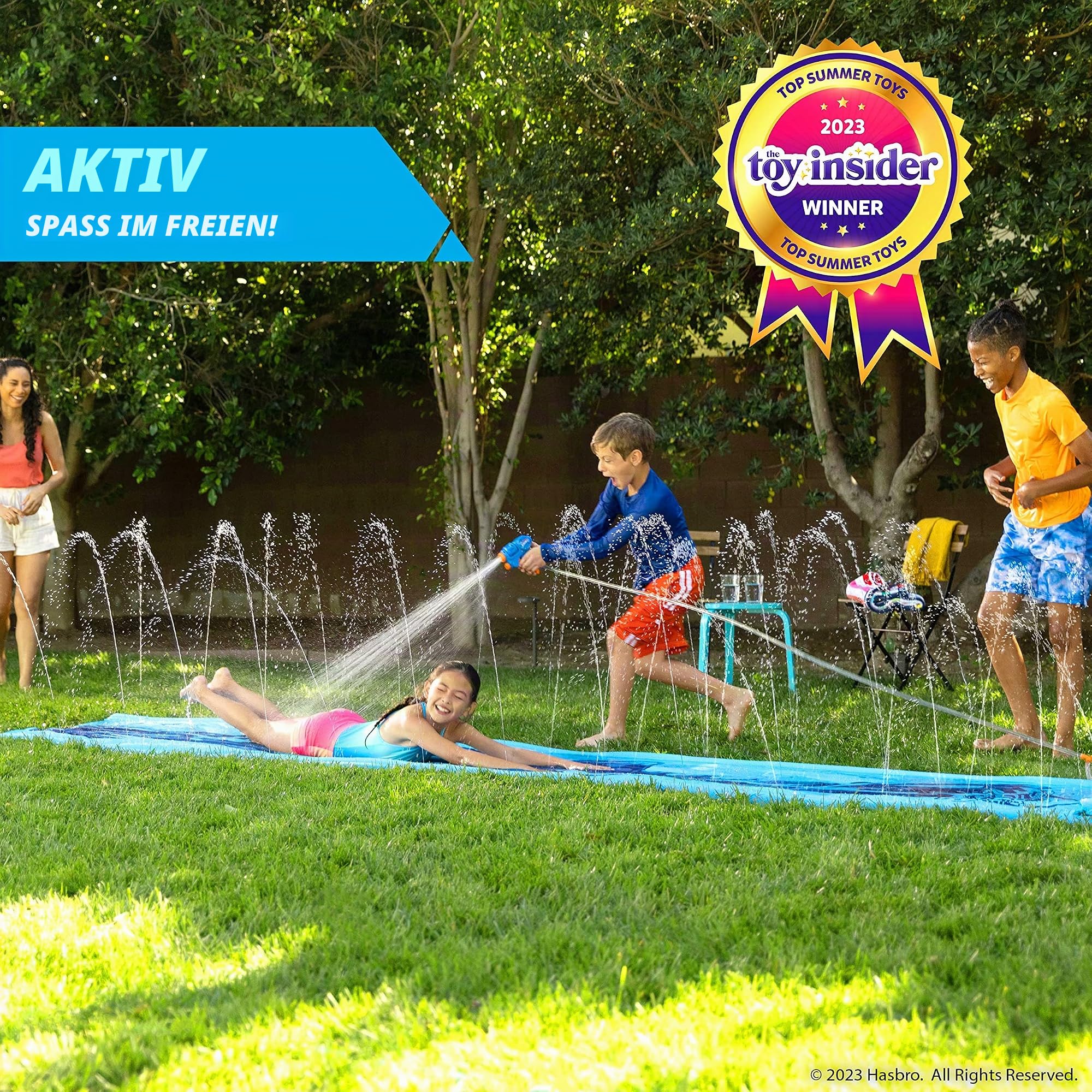 NERF Super Soaker Blast Wasserrutsche - Die ultimative 4,6 m Outdoor-Rutsche für Kinder - Inklusive extra Wasserblaster