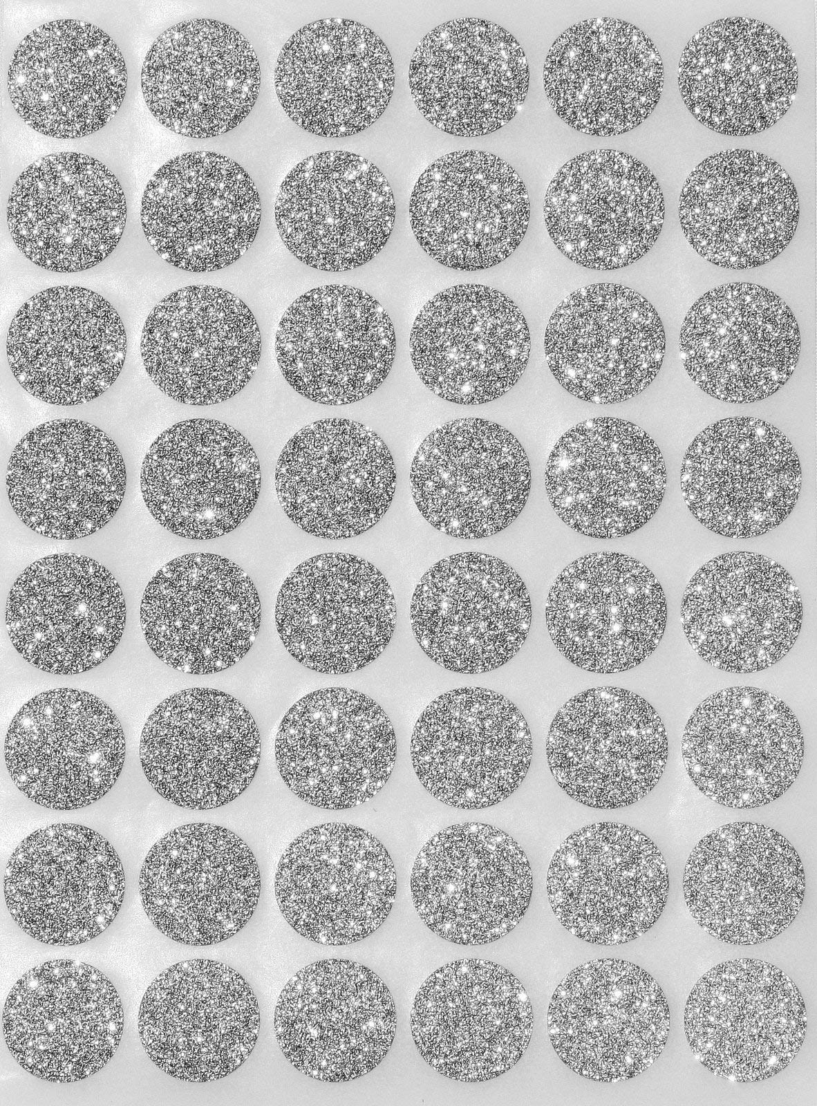 Silver Glitter Rounds Labels 3/4" Diameter (11/16) Round Glitter Stickers - Size 0.69-17mm - Sparkle Circular Dots - 720 Pack by Royal Green โ image 1