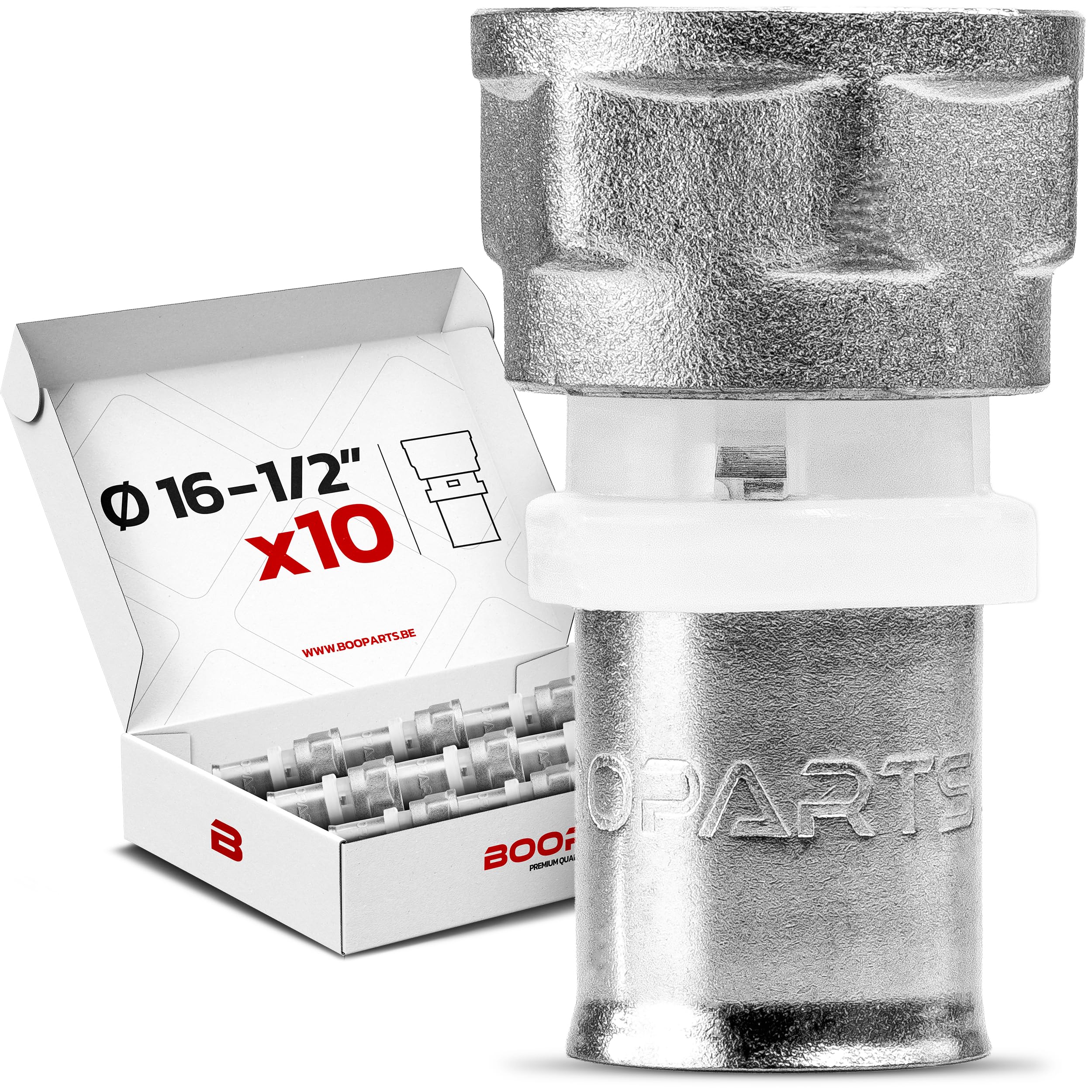 10 Stück Pressfitting Muffe 16x2 mm x 1/2 Zoll Innengewinde TH Kontur | Übergangsfitting für Mehrschichtverbundrohr