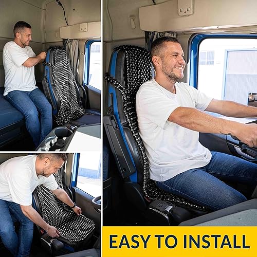 Miniatura 7 de ZONETECH Funda de asiento con cuentas para refrigeración, cojín de masaje, asiento de automóvil, cuentas de madera natural para semircamión,