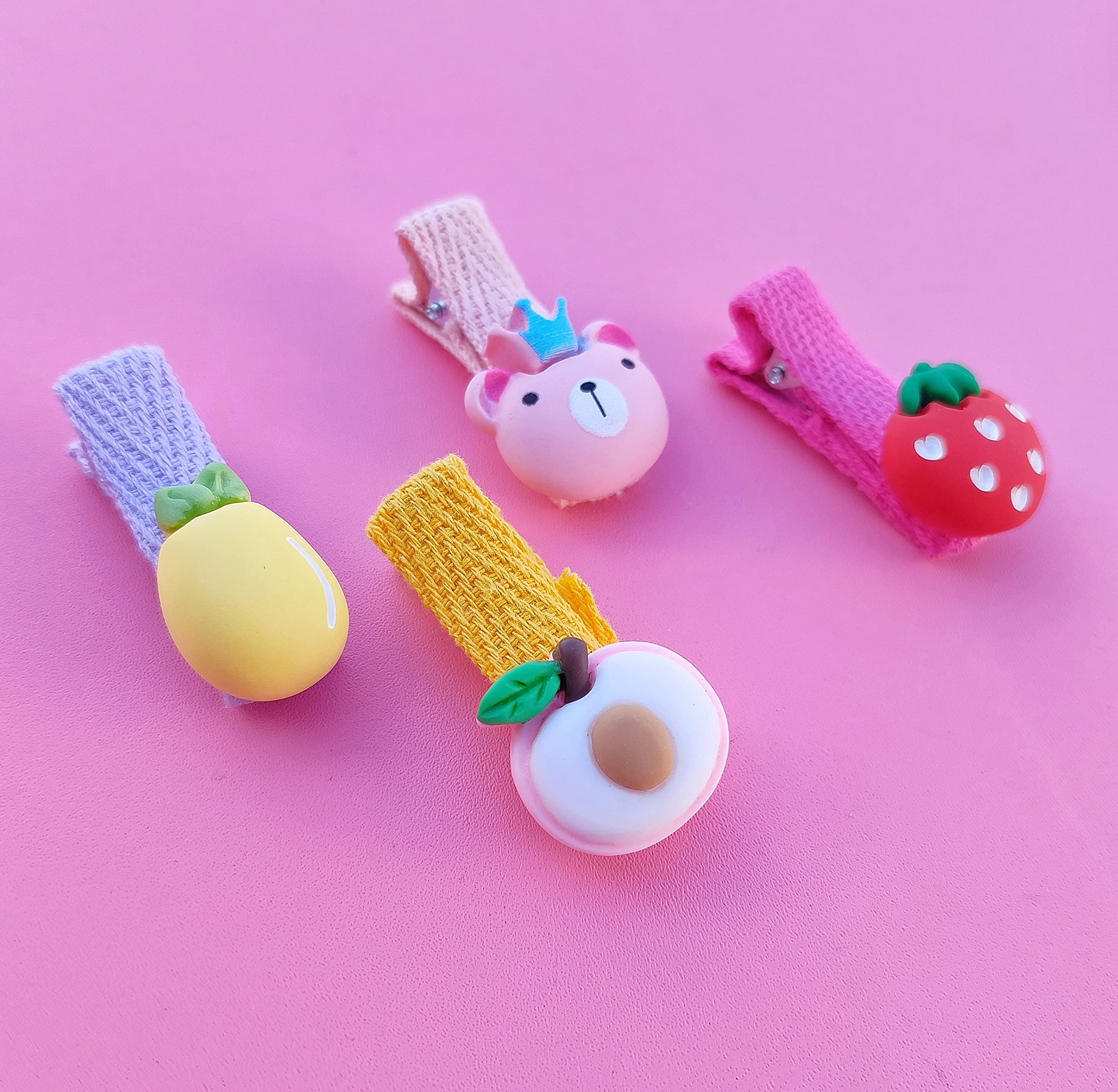 ANNACREATIONS 26 Pcs Baby Girls Hair Clips Cute Animal Character Fruit Flower Pattern Fully Ribbon Lined Hair Clips Hair Accessories For Girls 3