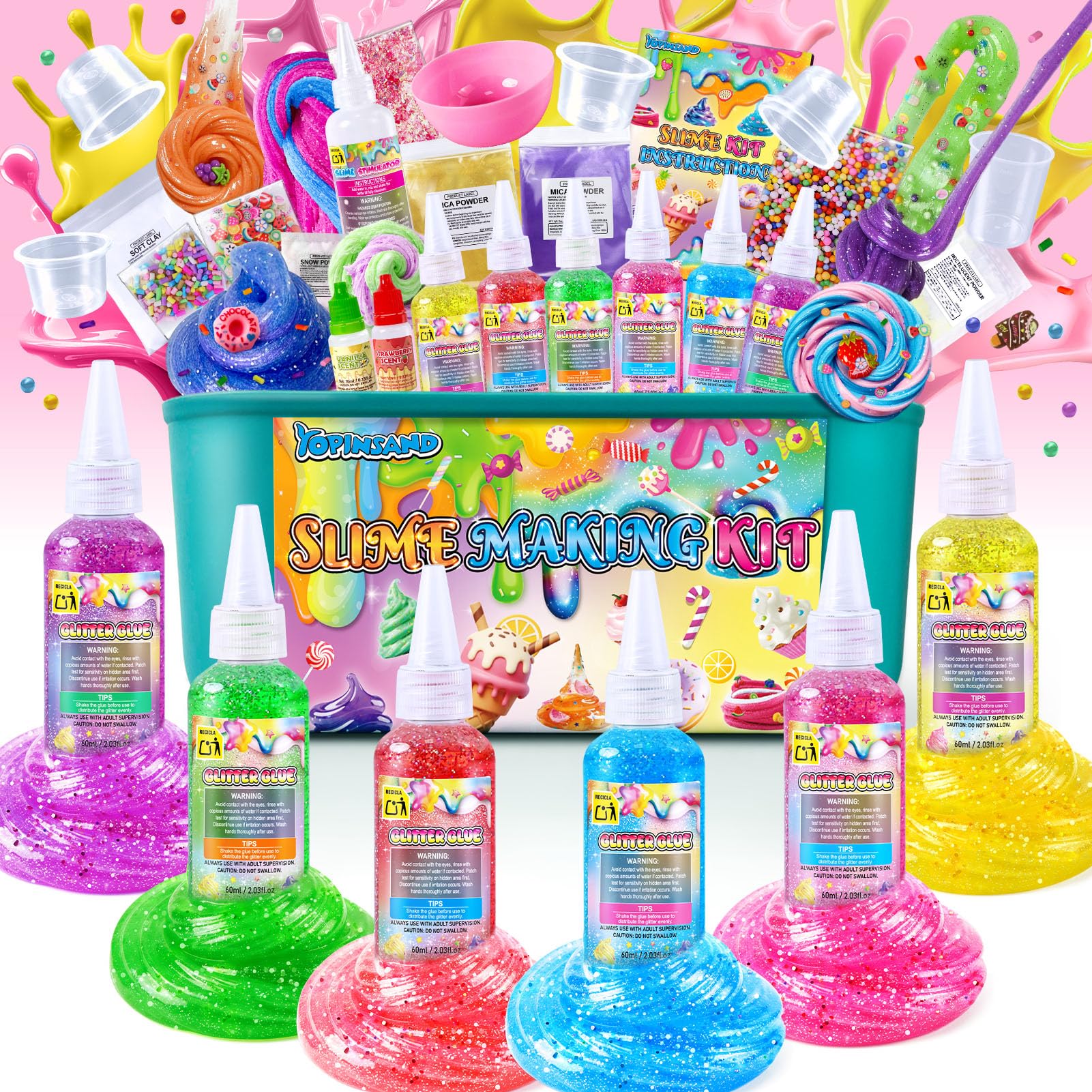 Kit Slime Fai da Te per Bambine, Glimmer Crunchy, Kit Slime Galaxy | Slime Burro, Schiuma, Nuvola con Aggiunte, Palline di Schiuma, Charm, Regali per Feste per Bambini 3-12 anni