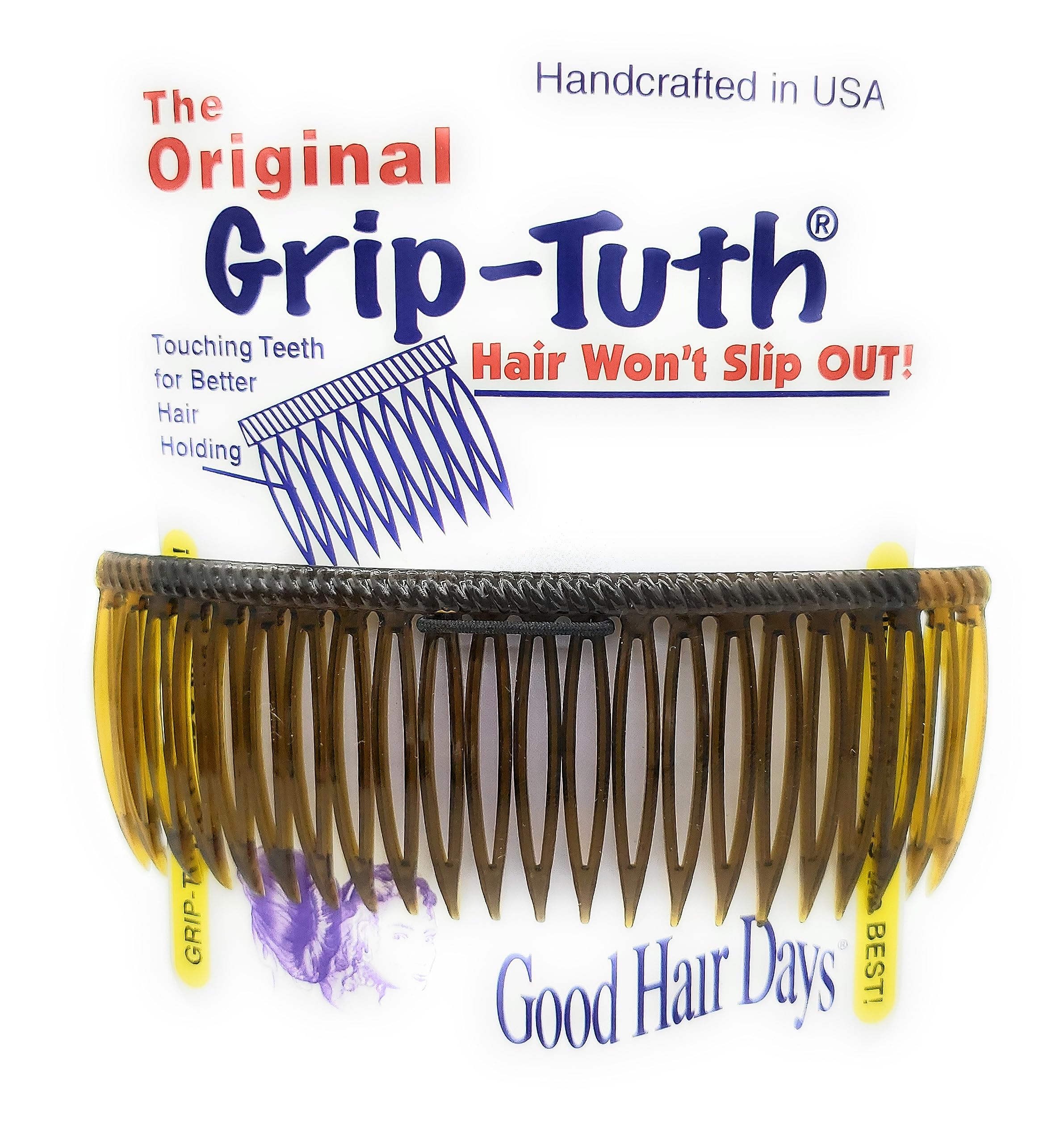 Good Hair DaysGrip-Tuth Comb - Set of 1 Grip-Tuth Frenchy 4” Hair Side Comb - For All Types Of Hair - Decorative & Hair Styling Women Accessories (Shell, 4 Inches)