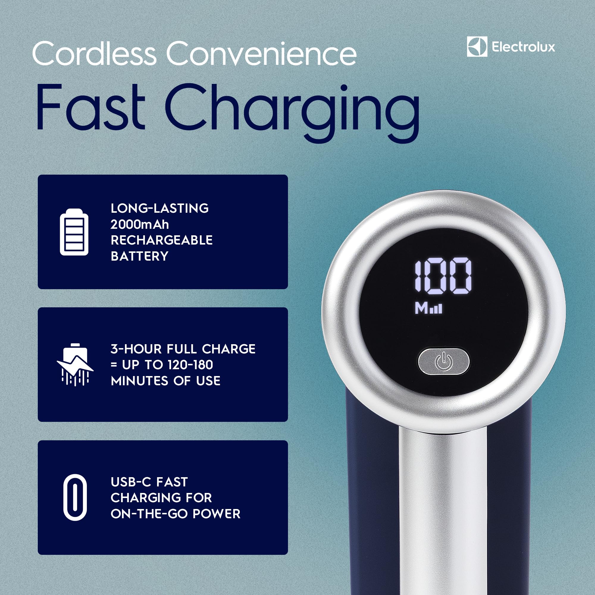 Electrolux Rasoir Rechargeable pour Tissu et Anti-Peluches pour vêtements, Meubles, canapés, couvertures | avec écran LED, Coupe-Fourrure électrique Portable à 3 Vitesses - Élimine Les Peluches, Les