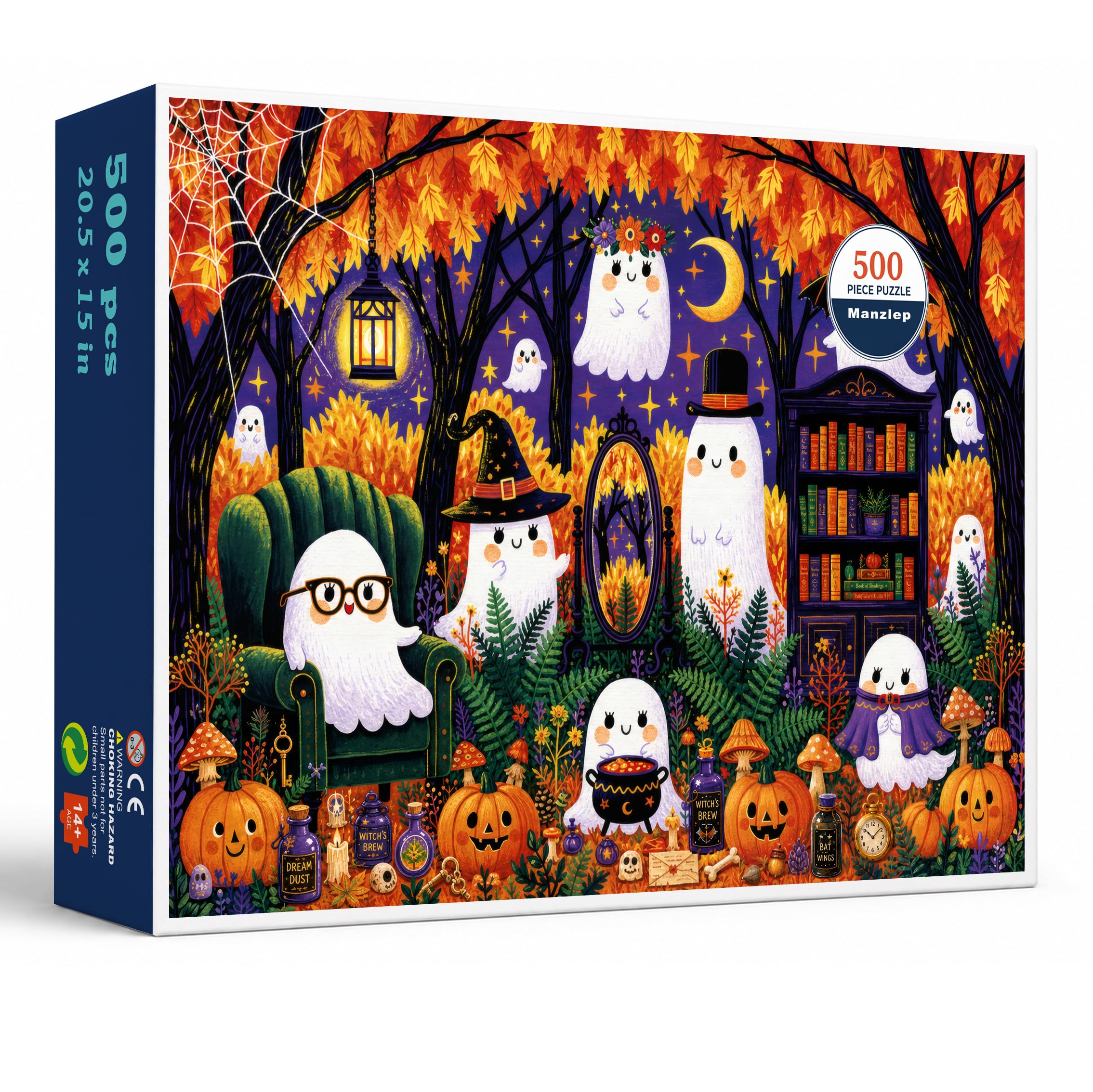 Manzlep Halloween Ghost Library 500 Piece Puzzle for Adults & Teens