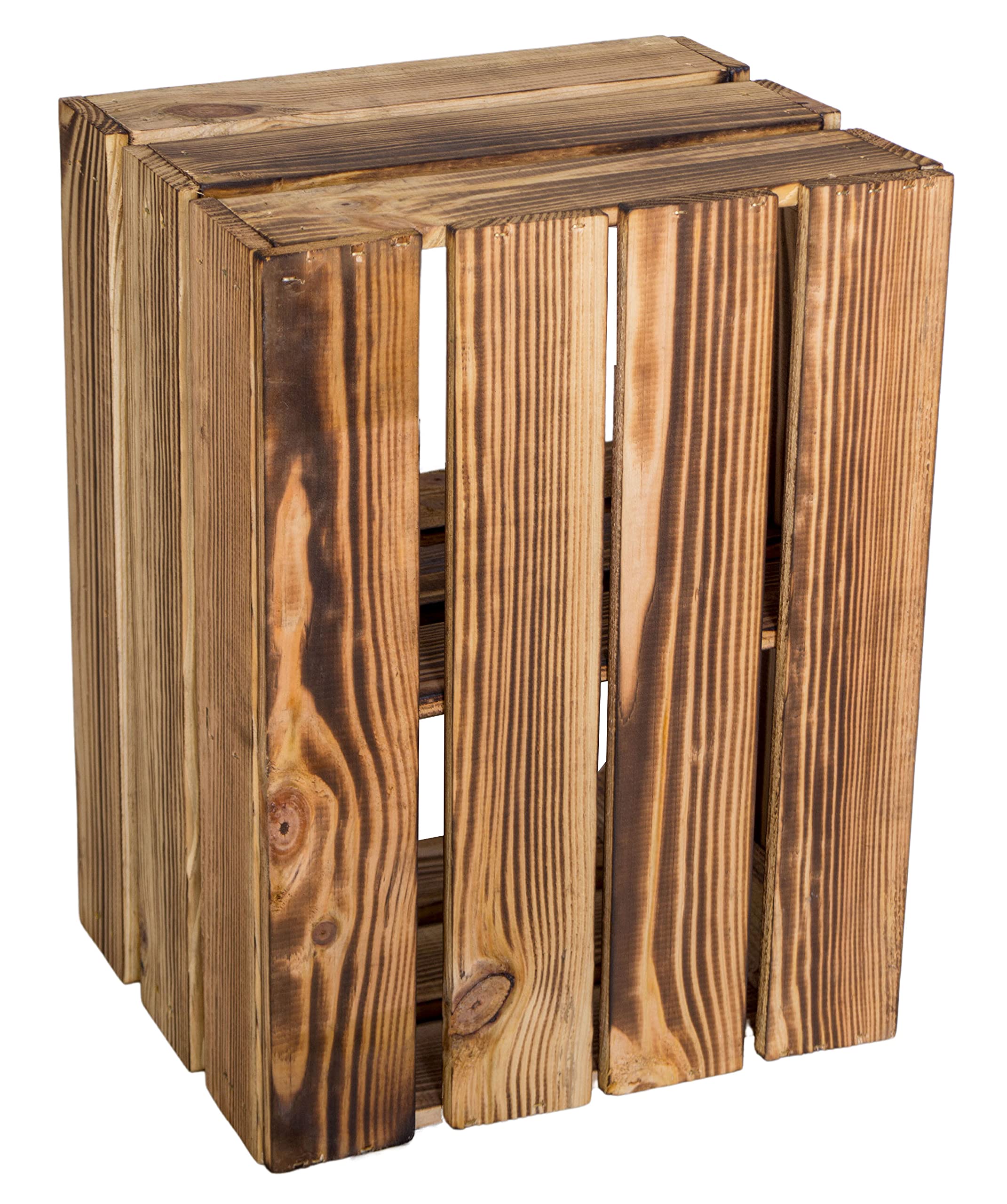 Scatola in legno fiammato Bella 40 x 30 x 25 cm scatola di legno per mobili | Cassetta per frutta | Cassetta per frutta | Cassetta per mele | Scatola decorativa in legno