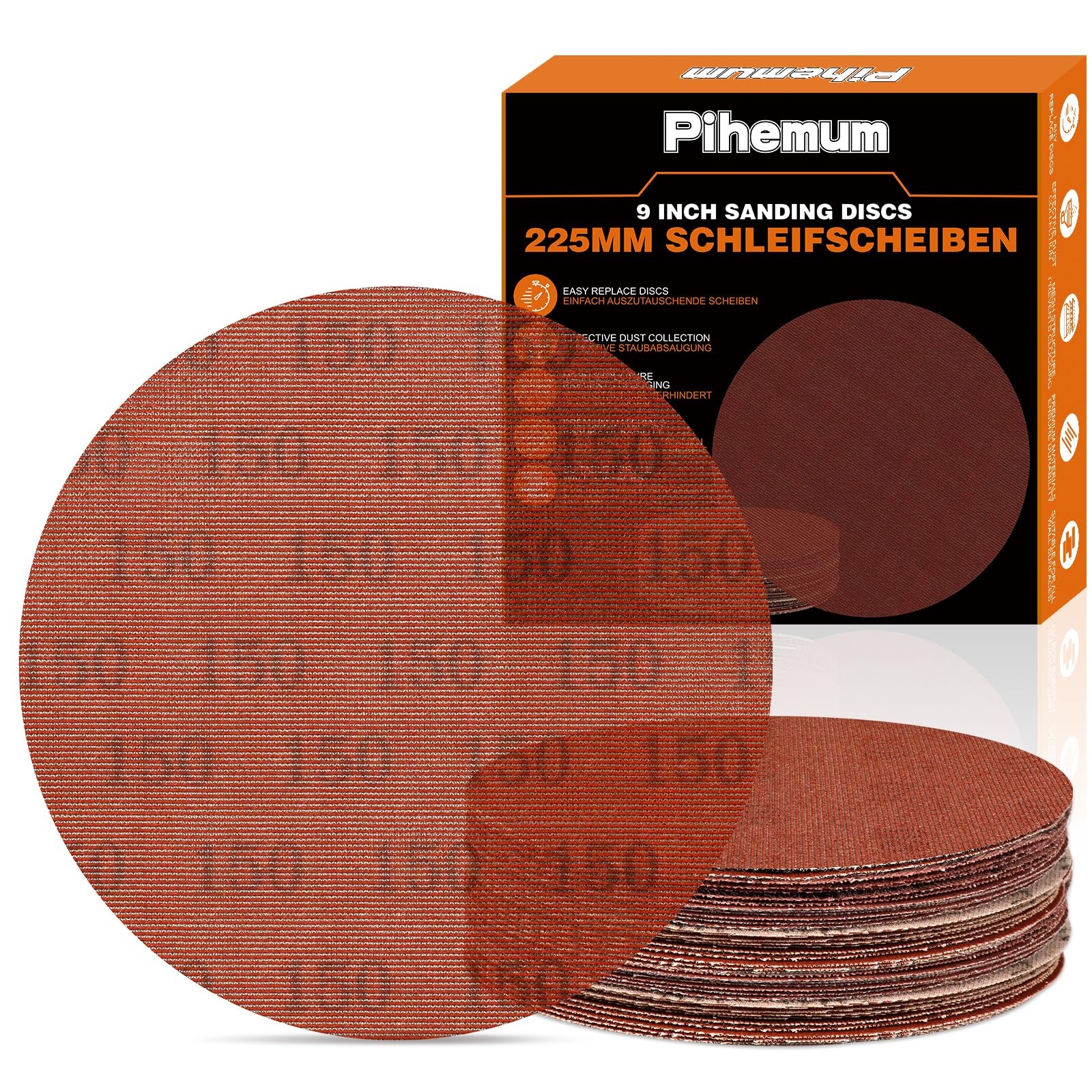pihemum 30 Pcs 225mm Mesh Sanding Discs 150 Grit Hook and Loop Net Sandpaper for Drywall Sander