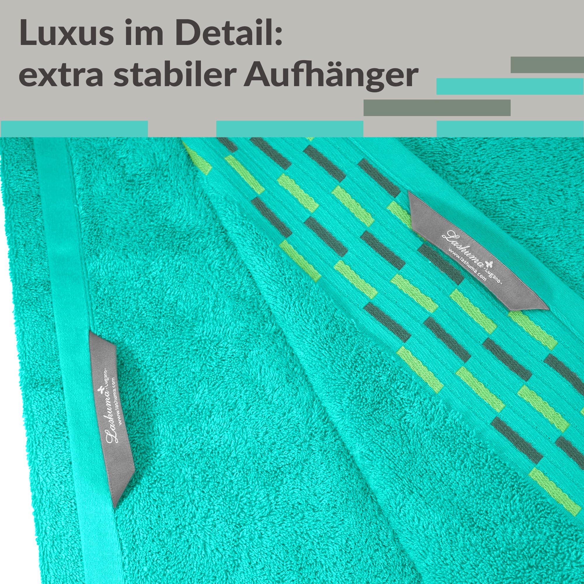 Lashuma Saunahandtuch 80x200 cm Dame Türkis – Meer, Lugano Handtuch groß, weich und flauschig