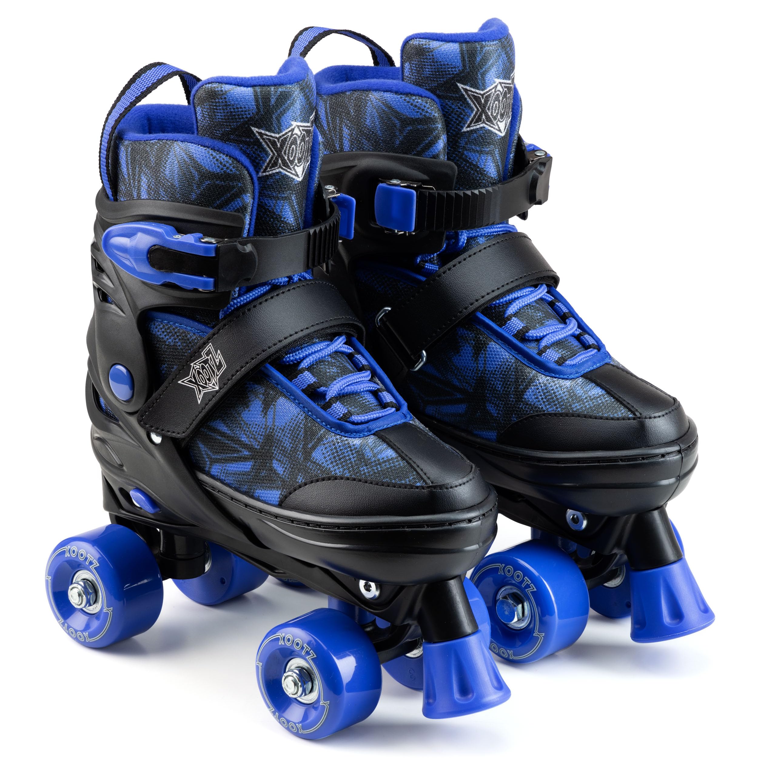 Xootz Kids Adjustable Quad Roller Skates, Comfortable Semi-Soft Boots, Durable PVC Wheels, Smooth 608Z Bearings - Fun Roller Skates for Girls & Boys Ages 5+