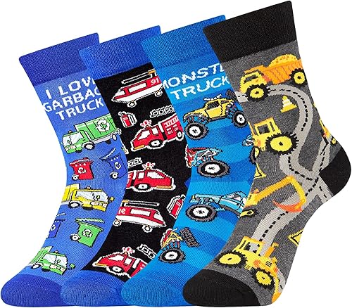 PanPacSight Paquete de 4 calcetines novedosos para niños y niñas, divertidos dibujos animados, lindos animales, alimentos, aguacate, piña, bola