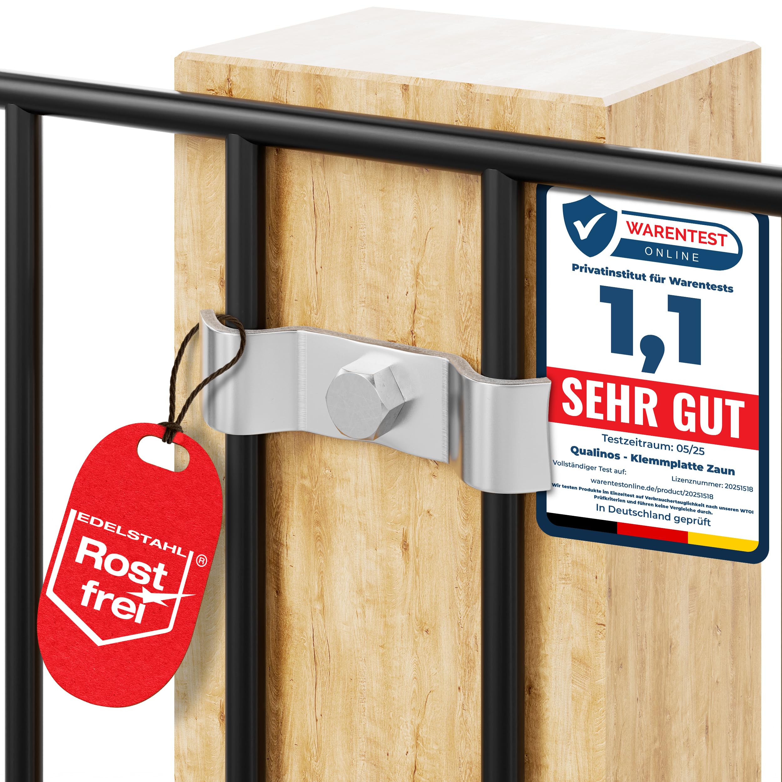 10x Doppelstabmattenzaun Befestigung Zubehör Typ Spannbügel 50mm aus V2A. Zaunhalter Edelstahl zur Zaunbefestigung. Stabmattenzaun Zubehör Zaun Halterung. Made in Germany