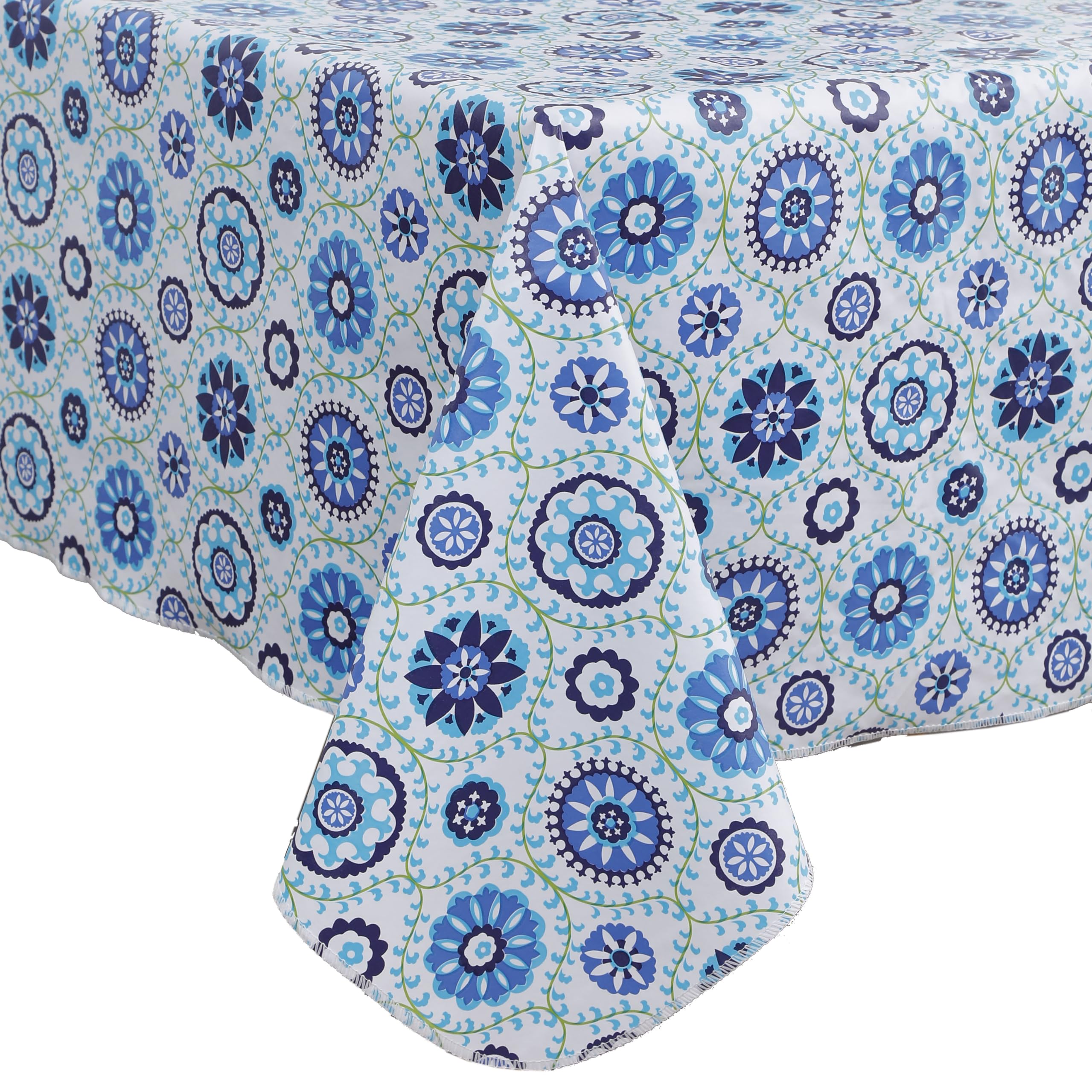 Heavy Duty Vinyl Tablecloth with Flannel Backing Waterproof Oil-Proof Plastic Table Cloth Stain-Resistant Wipeable Rectangle or Square Table Cover for Indoor and Outdoor (Floral Vine,54x54 Inch)