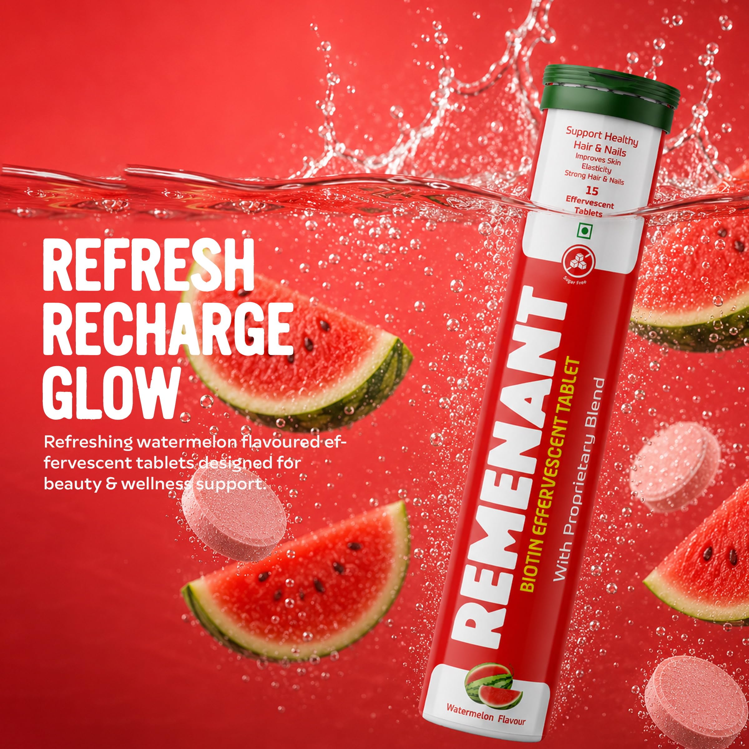 REMENANT Biotin Effervescent Tablets Watermelon Flavour | 10000 mcg Biotin with Proprietary Blend & Selenium | Fizzy Drink Tablets | Sugar Free | 15 Effervescent Tablets — Amazon image 6
