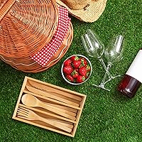 Vista 4 de Totally Bamboo 12-Piece Reusable Bamboo Flatware Set with Portable Storage Case, Dishwasher Safe
