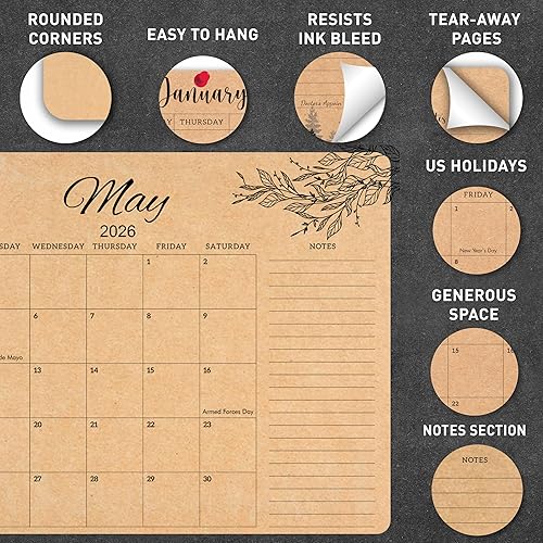 Miniatura 3 de mudrit Calendario de escritorio 2024  Páginas grandes Kraft de 12 x 17 pulgadas  Calendario mensual de pared (enero de 2024 a diciembre de 2024),