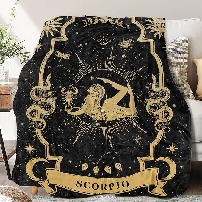 Scorpio Zodiac Moon Constellation Throw Blanket, 60