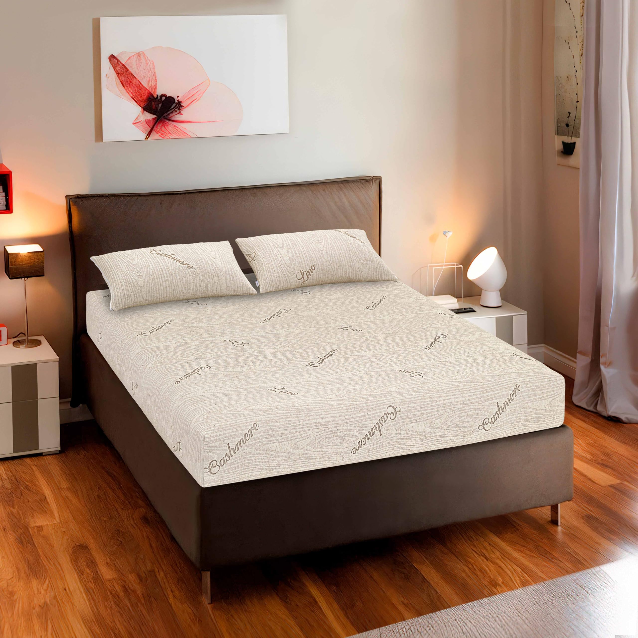 Coprimaterasso termoregolatore, lino e cashmere, 100% MADE IN ITALY (160x190)