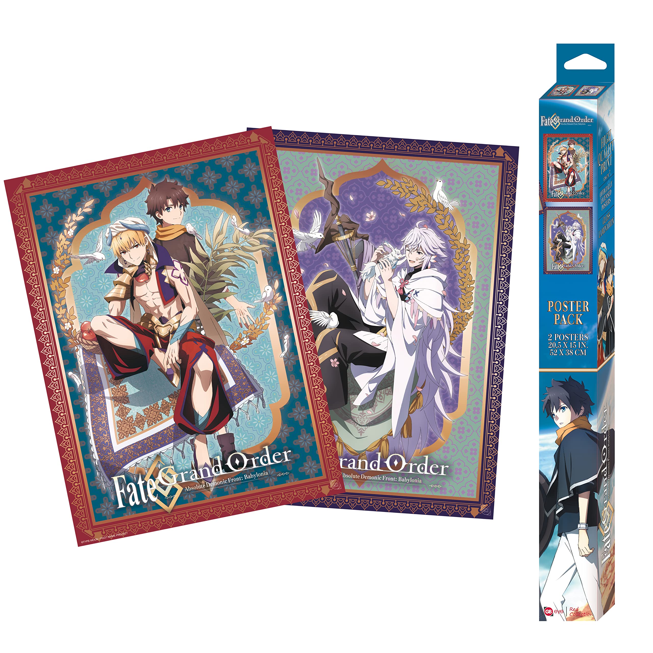 GB eyeFate Grand Order Fujimaru,Gilgamesh and Merlin Unframed Set of 2 Chibi Poster Print 15" x 20.5" Anime Manga Wall Art Prints for Bedroom Office Room Decor Gift