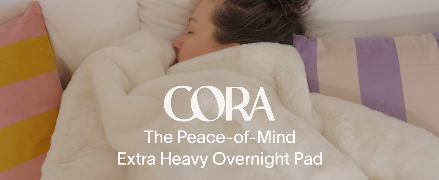Cora 100% Organic Cotton Topsheet Pads Extra Heavy Overnight Pads (24 Count)