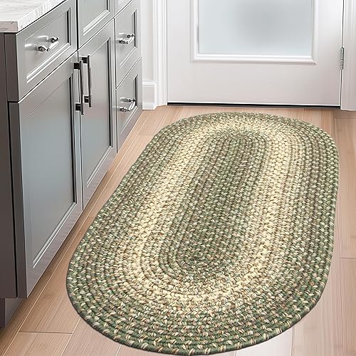 Miniatura 2 de Super Area Rugs Braided Rugs Farmhouse - Alfombra trenzada Ridgewood para sala de estar, reversible, para interiores y exteriores, fabricada en
