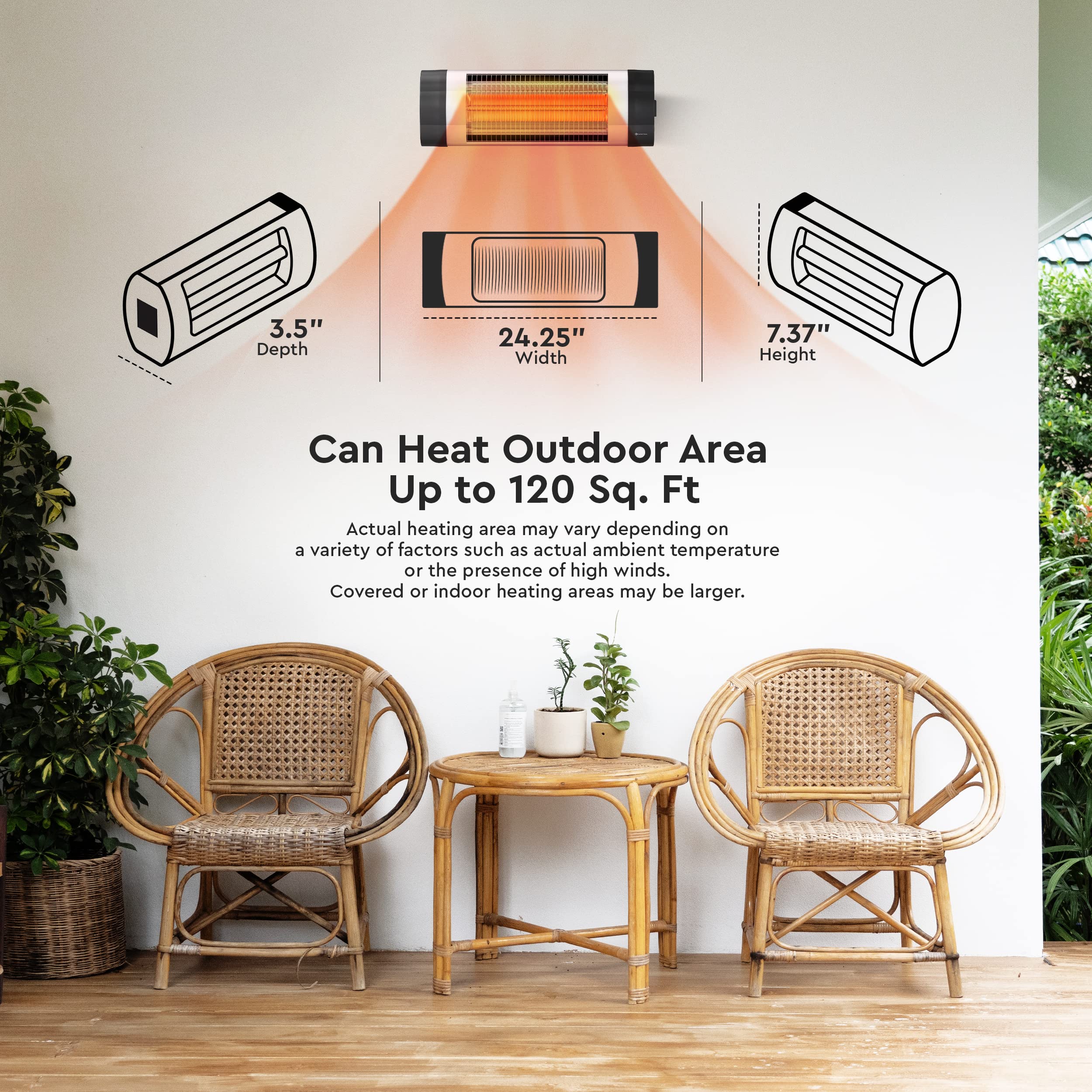 Amazon.com: Comfort Zone CZPH10 1,500-Watt Electronic Indoor/Outdoor Wall  Mounted Patio Heater with Adjustable Thermostat, Timer Function, u0026 IP34  Waterproof Rating, (Mounting Hardware Included) : Tools u0026 Home Improvement