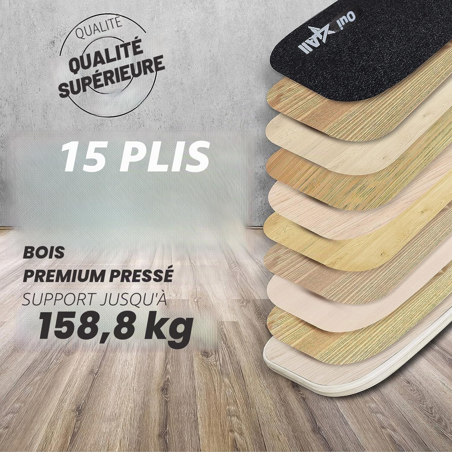 Yes4All Balance Board Trainer, surface lisse et rouleau recouvert de TPE épais ; planche d'entraînement en bois pour tous les niveaux d'entraînement, la stabilité et la force centrale.