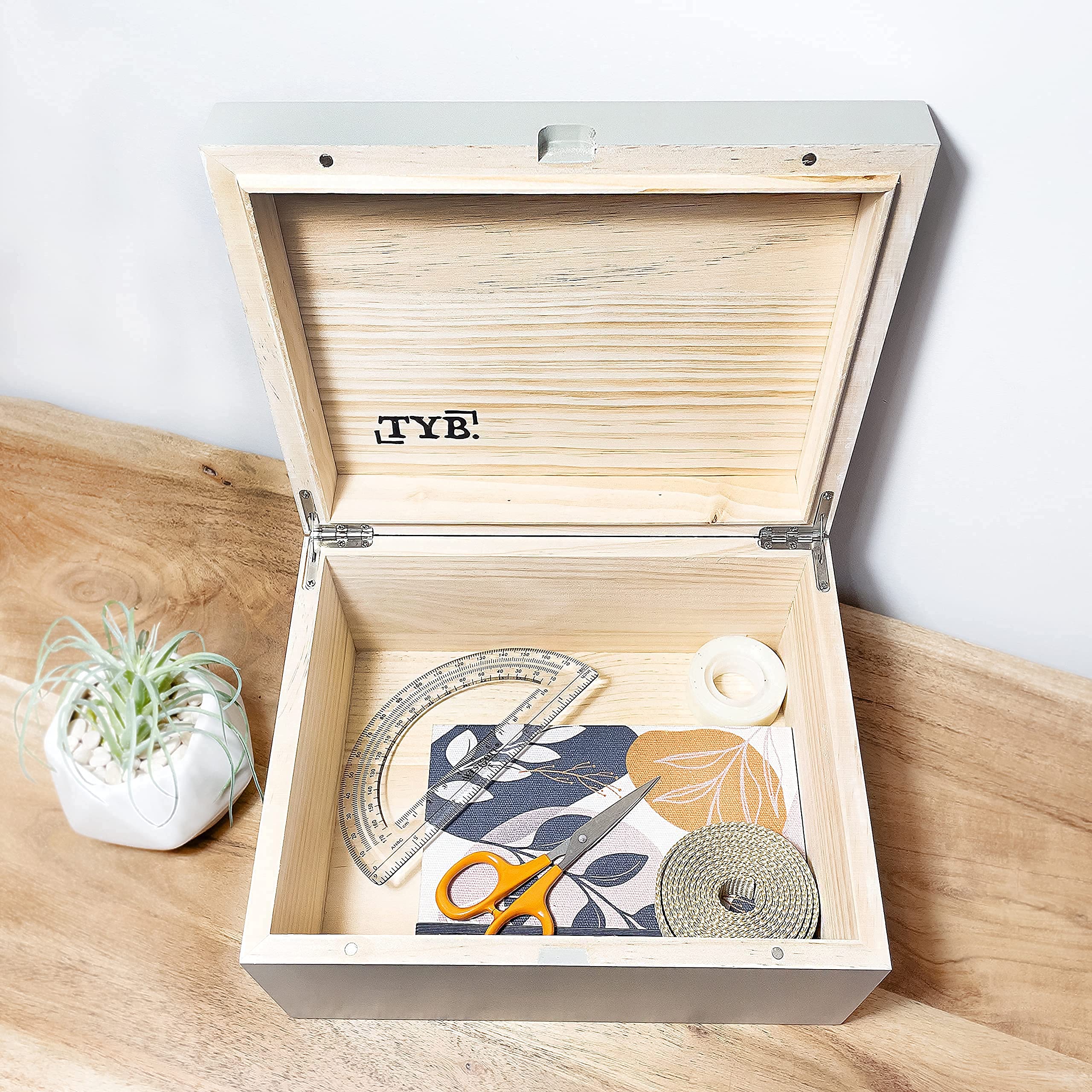 Large Wooden Box with Hinged Lid Keepsake and Stash Boxes with Lids Decorative Photo Storage