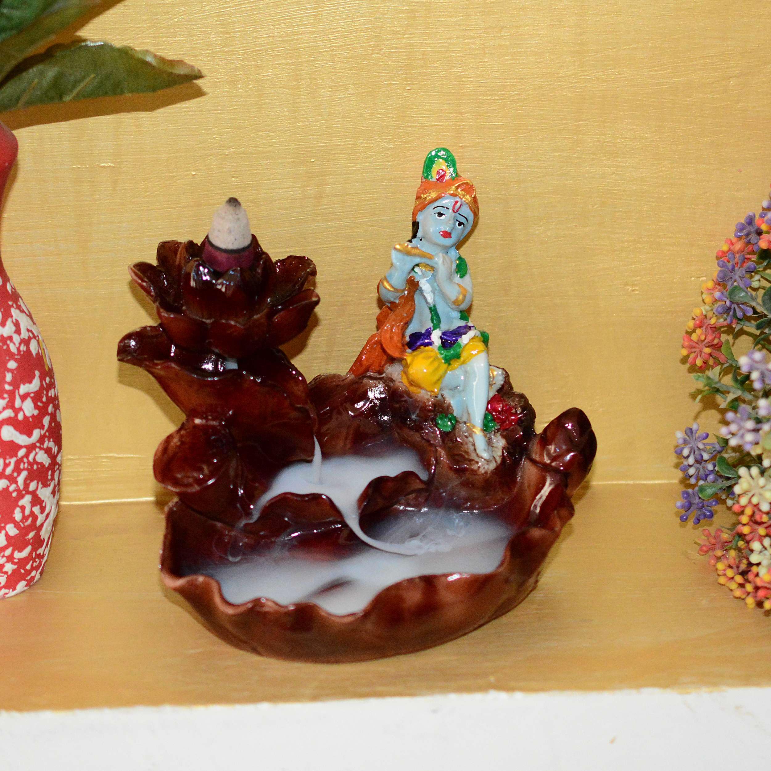 - Krishna Smoke Fountain Incense Burner Backflow Incense Idol Gift Item/Gift Item