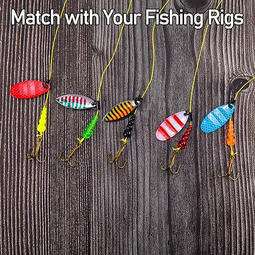 Miniatura 5 de Alwonder Juego de cuentas de pesca apiladas, 100 unidades250 piezas de cuentas de pesca, señuelos de aparejos, trucha lucioperca, almizcle, spinner,