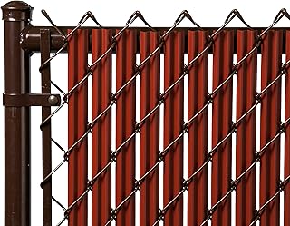 Proudly Made in The USA! - Ridged Slat Single Wall Bottom Locking Slat Depot Privacy Slat for 3', 4', 5', 6', 7' and 8' Chain Link Fence (6ft, Redwood)