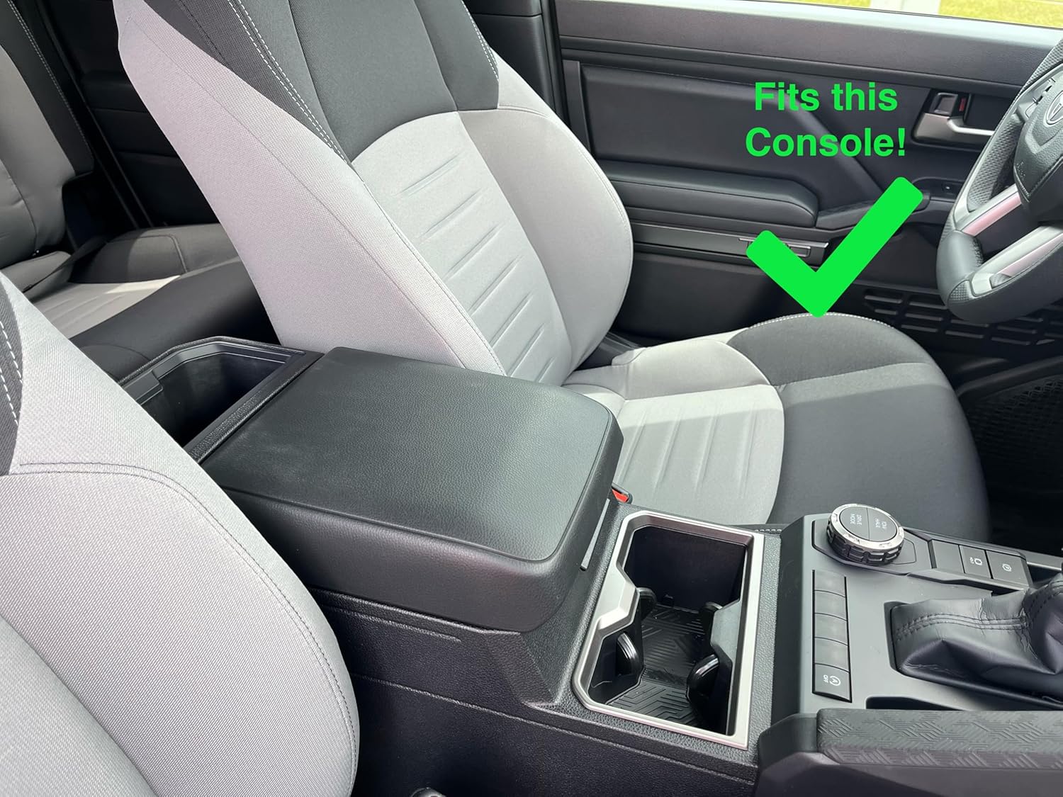 Car Console Covers Plus Made in USA Designed for Toyota Tacoma 2024-2026 Neoprene Auto Armrest Center Console Cover Protector Black
