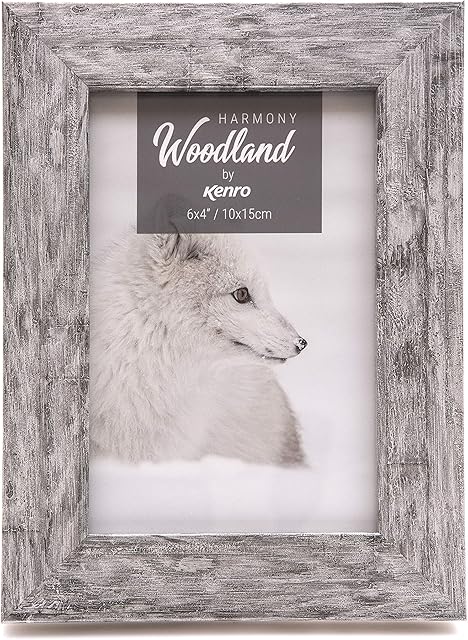 Kenro Harmony Woodland Silver Grey Rustic Wood Effect Photo Frame 6x4 / 10x15cm - HW1015GY