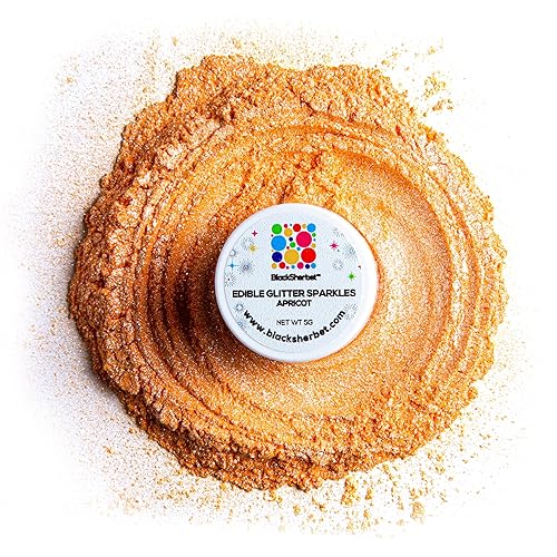 Blacksherbet Purpurina comestible de albaricoque para bebidas, 0.18 oz, certificado KOSHER, purpurina y polvo para pasteles, fresas, magdalenas,